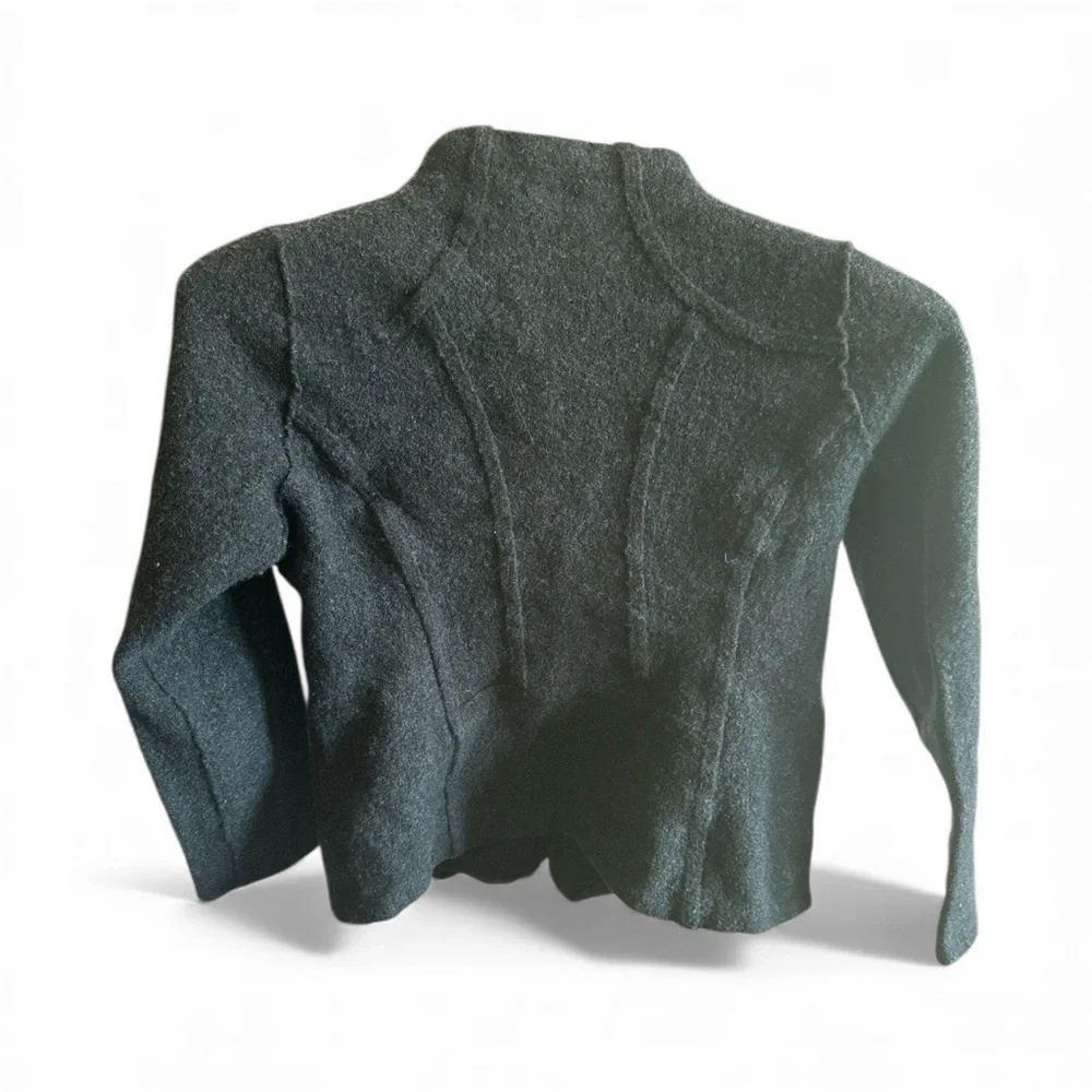 Eileen Fisher Charcoal Zipper Cardigan kids size large